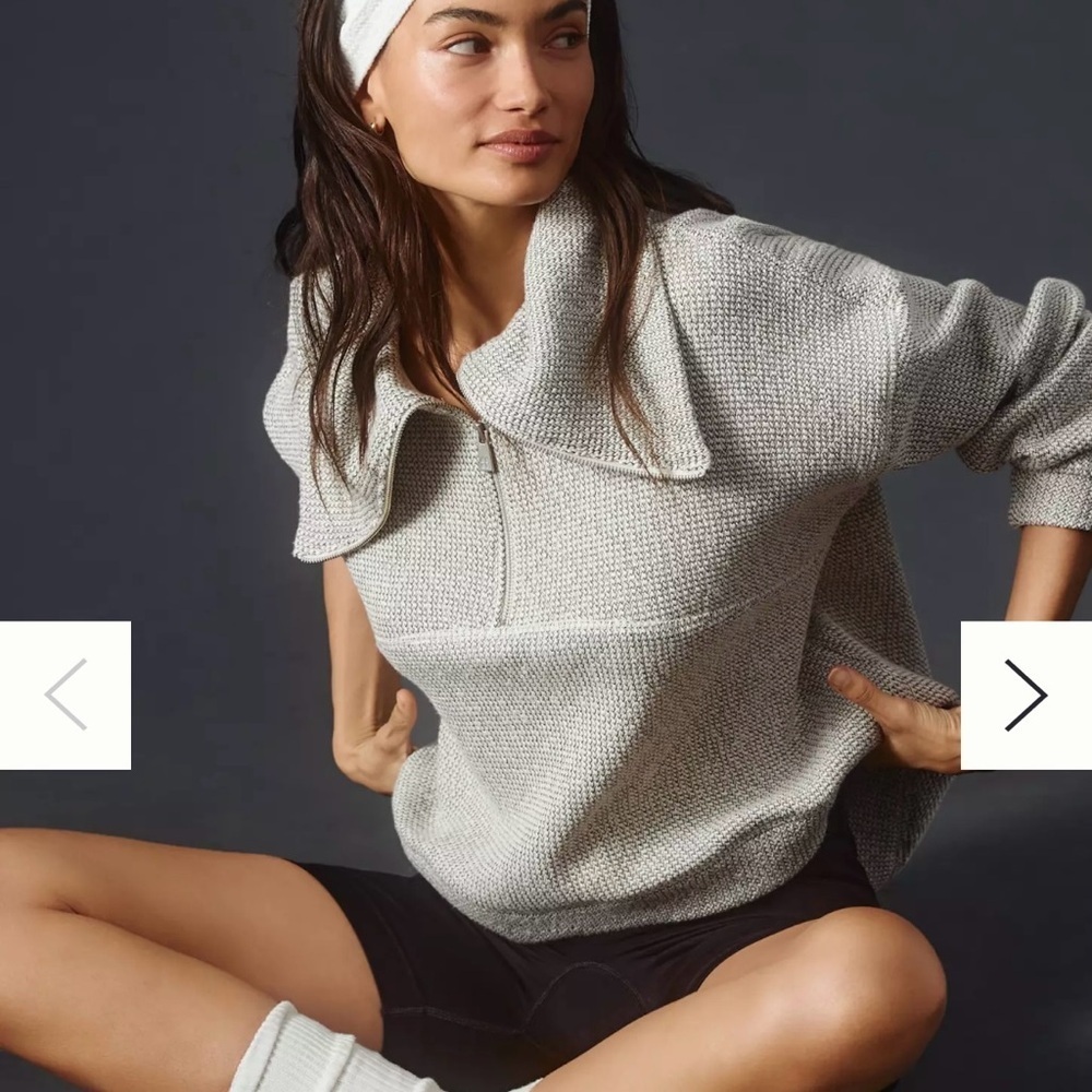Sweaty Betty Women's Restful Boucle Quarter Zip Sweatshirt Size 8 Gray